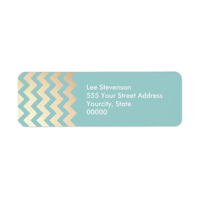 FAUX Gold Foil Chevron Pattern and Turquoise Blue (Front)
