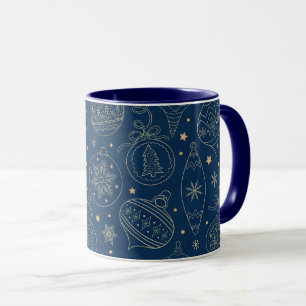 Faux Gold Foil Christmas Tree Decoration Pattern Mug