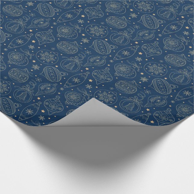 Faux Gold Foil Christmas Tree Decoration Pattern Wrapping Paper (Corner)