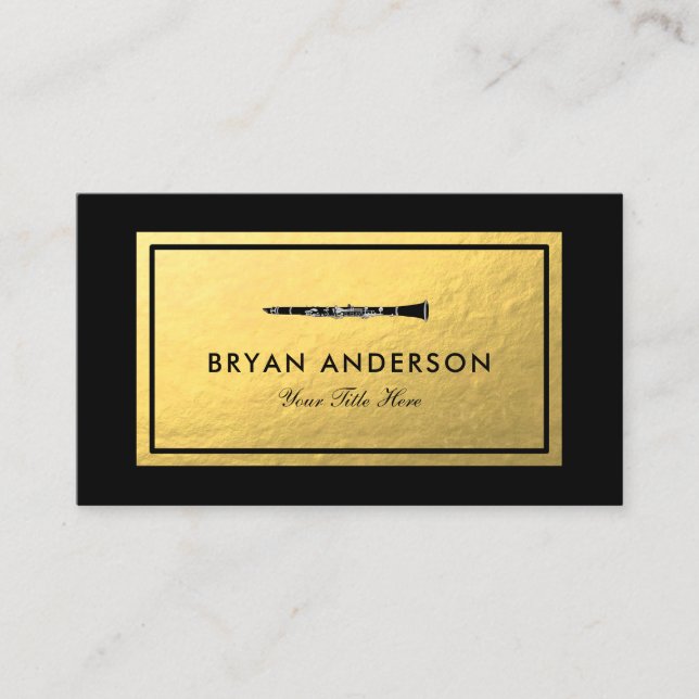 Faux Gold Foil - Clarinet Carte de visite (Devant)