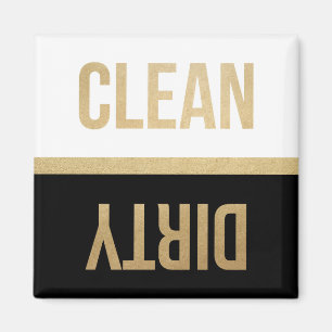 Faux Gold Foil Clean Dirty Dishwasher Magnet