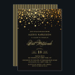 Faux Gold Foil Confetti Black Bat Mitzvah Invitation<br><div class="desc">Invite family and friends to your daughter Bat Mitzvah with this modern and elegant invitation. It features faux gold confetti dots and stripes pattern. Personalize by adding name,  date,  time,  venue and other event details. Matching items are available.</div>
