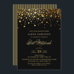 Faux Gold Foil Confetti Black Bat Mitzvah Invitation<br><div class="desc">Invite family and friends to your daughter Bat Mitzvah with this modern and elegant invitation. It features faux gold confetti dots and stripes pattern. Personalize by adding name,  date,  time,  venue and other event details. Matching items are available.</div>
