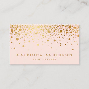 Faux Gold Foil Confetti Business Card Blush