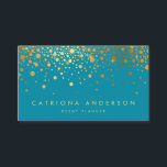 Faux Gold Foil Confetti Business Card | Teal II<br><div class="desc">Customizable business card. This is faux gold foil - there will be NO actual gold foil.</div>