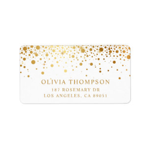 Faux Gold Foil Confetti Dots Elegant Address Label