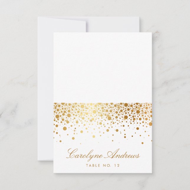 Faux Gold Foil Confetti Dots Élégante Carte Place  (Devant)