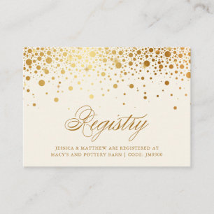 Faux Gold Foil Confetti Dots Ivory Registry Enclosure Card