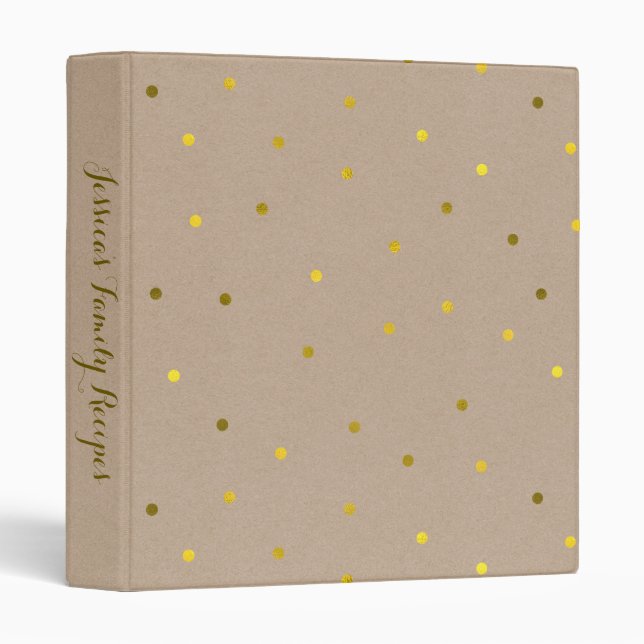 Faux Gold Foil Confetti Dots Personalized Binder (Front/Spine)
