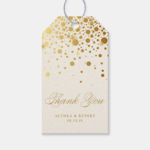 Faux Gold Foil Confetti Dots Thank You   Ivory Gift Tags