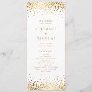 Faux Gold Foil Confetti Dots Wedding Program