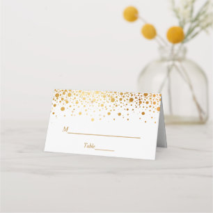 Faux Gold Foil Confetti Dots Wedding Table Place Card