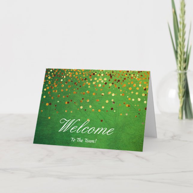Faux Gold Foil Confetti Elegant Sparkles Welcome Card (Front)