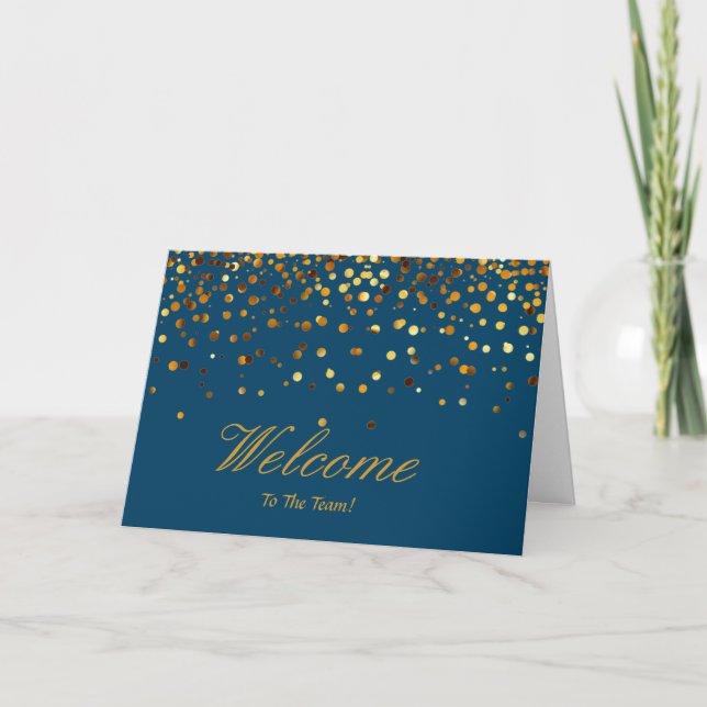 Faux Gold Foil Confetti Elegant Sparkles Welcome Card (Front)