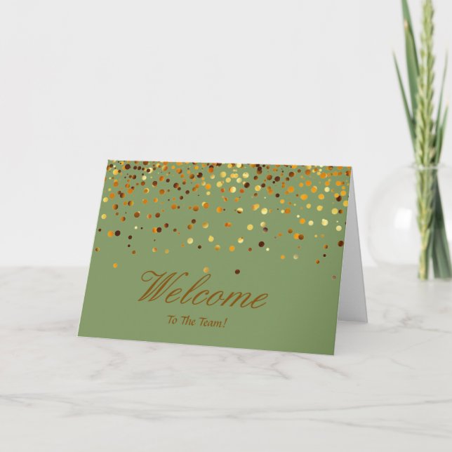 Faux Gold Foil Confetti Elegant Sparkles Welcome Card (Front)