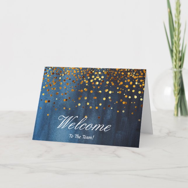 Faux Gold Foil Confetti Elegant Sparkles Welcome Card (Front)