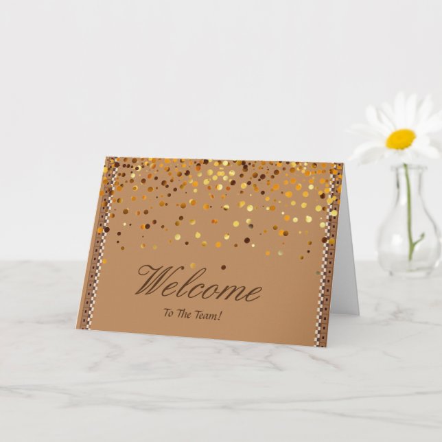 Faux Gold Foil Confetti Elegant Sparkles Welcome Card (Small Plant)