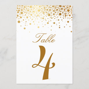 Faux Gold Foil Confetti Elegant Table Number Card