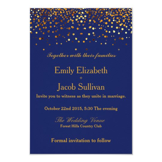Faux Gold Foil Confetti Elegant Wedding Card