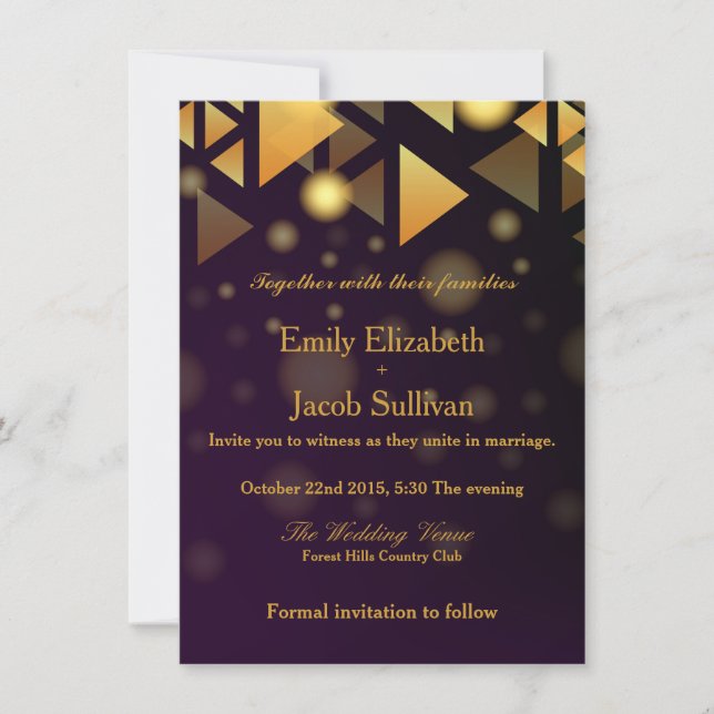Faux Gold Foil Confetti Elegant Wedding Save The Date (Front)