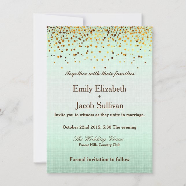 Faux Gold Foil Confetti Elegant Wedding Save The Date (Front)