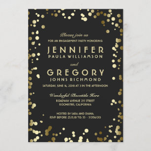 Faux Gold Foil Confetti Engagement Party Invitation