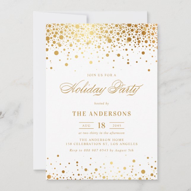 Faux Gold Foil Confetti Fête Invitation (Devant)