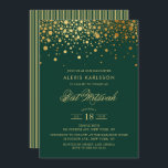 Faux Gold Foil Confetti Green Bat Mitzvah Invitation<br><div class="desc">Invite family and friends to your daughter's Bat Mitzvah with this elegant gold and dark green invitation. It features faux gold confetti dots and stripes pattern. Personalize by adding name,  date,  time,  venue and other event details. Matching items are available.</div>