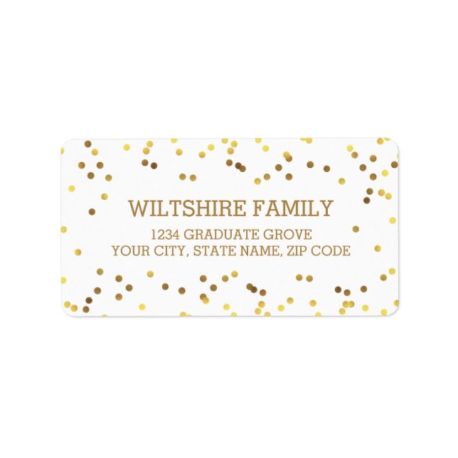 Faux Gold Foil Confetti Label (Front)