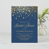 Faux Gold Foil Confetti Navy Blue Bridal Shower