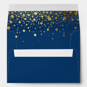 Faux Gold Foil Confetti   Navy Envelope