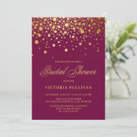 Faux Gold Foil Confetti Purple Bridal Shower