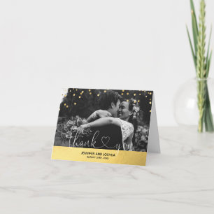 Faux Gold Foil Confetti Thank You Wedding   PHOTOS Card