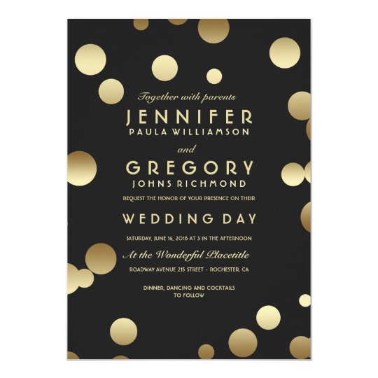 Faux Gold Foil Confetti Wedding Invitations