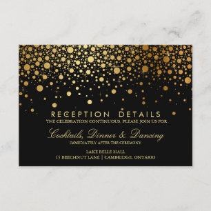 Faux Gold Foil Confetti Wedding Reception Card