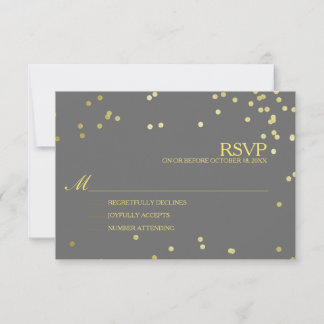 Faux Gold Foil Confetti Wedding RSVP Card