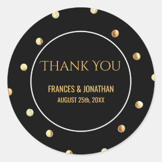 Faux Gold Foil Confetti | Wedding Thank You Favour Classic Round Sticker