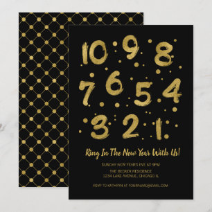 Faux Gold Foil Countdown New Year's Eve Party Card