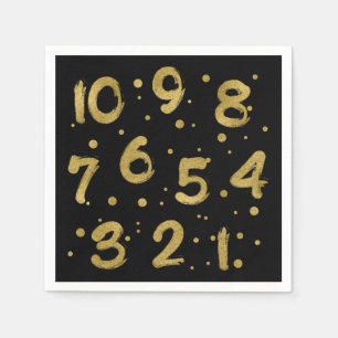 Faux Gold Foil Countdown New Year's Paper Napkins