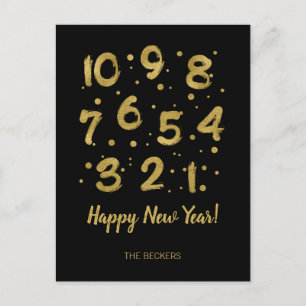 Faux Gold Foil Countdown New Year's Postcard