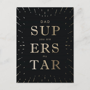 faux gold foil dad is superstar father's day  post postcard