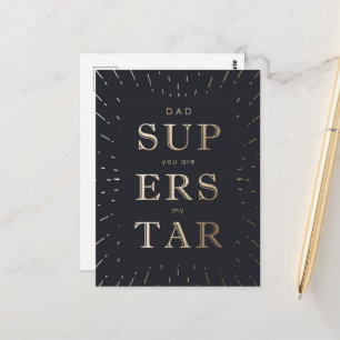 Faux Gold Foil Dad Is Superstar Father's Day  Postcard