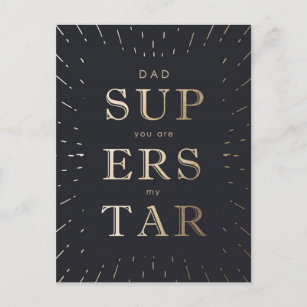 faux gold foil dad is superstar father's day  postcard