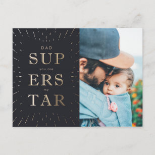 faux gold foil dad is superstar father's day postcard