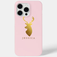 Faux Gold Foil Deer Head Personalized