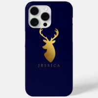 Faux Gold Foil Deer Head Personalized