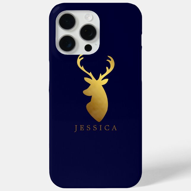 Faux Gold Foil Deer Head Personalized Case-Mate iPhone Case (Back)