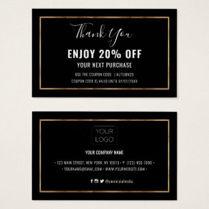 Faux Gold Foil Effect Frame Discount Coupon Card