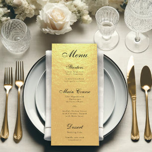 Faux Gold Foil Elegant Calligraphy Black Script Menu