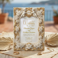 Faux Gold Foil Embossed Style Baroque Monogram